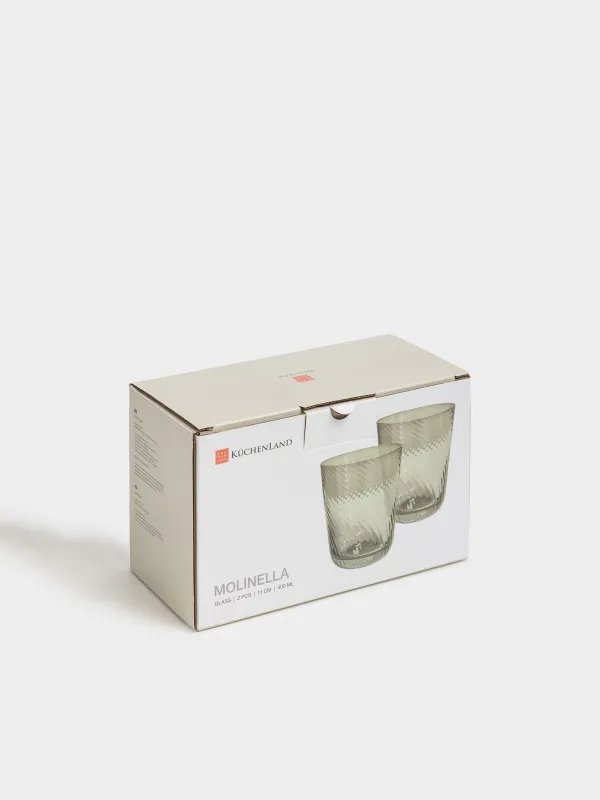 Glass, 11 cm, 420 ml, 2 pcs, glass, green, Molinella, image-4