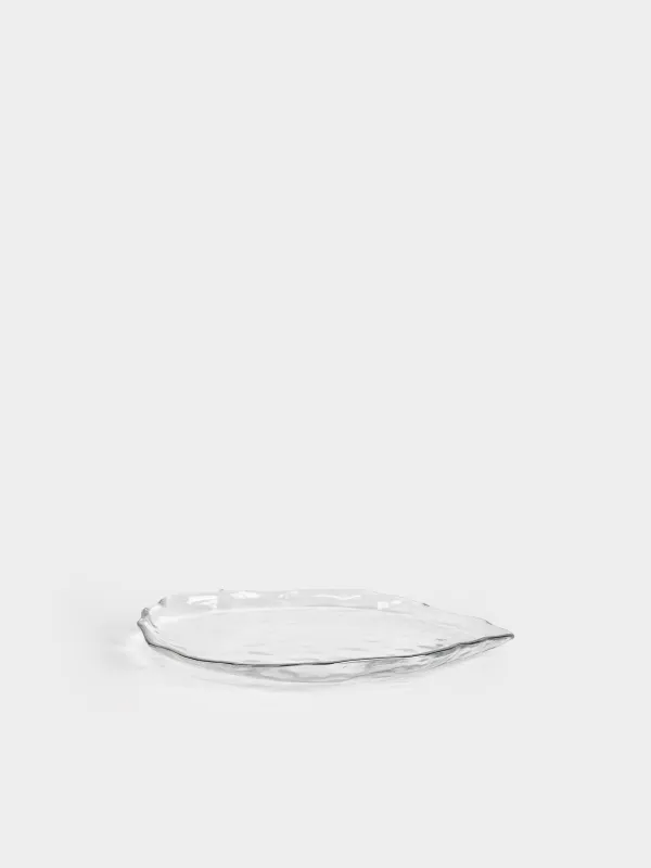 Dish, 25x21 cm, glass, with silver edging, Petal, Nautilus silver, image-2