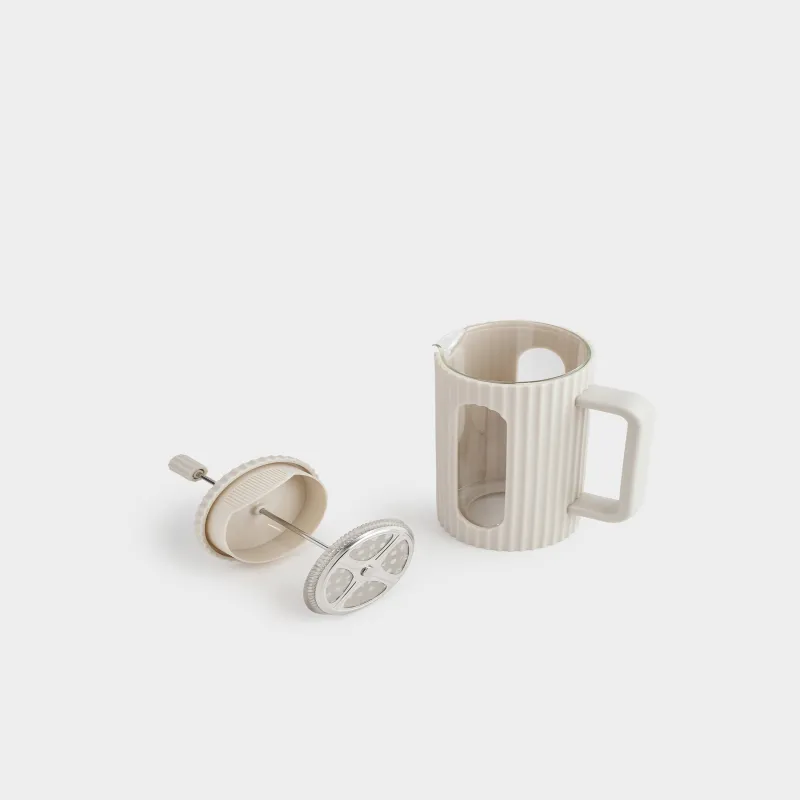 French press, 1 l, glass B / steel, beige, Ketto, image-7