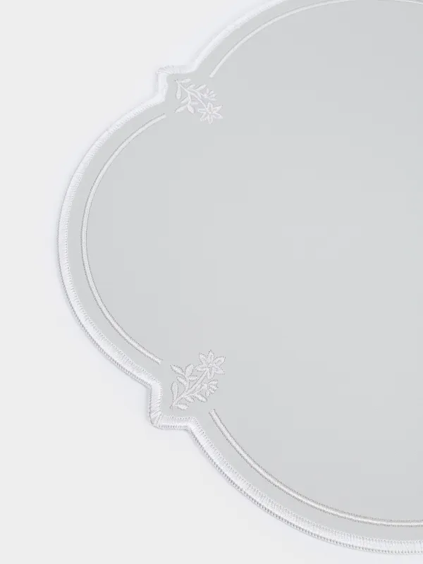 Placemat, 30x43 cm, PVC / polyester, shaped, grey-blue, Flowers, Rock embroidery, image-3