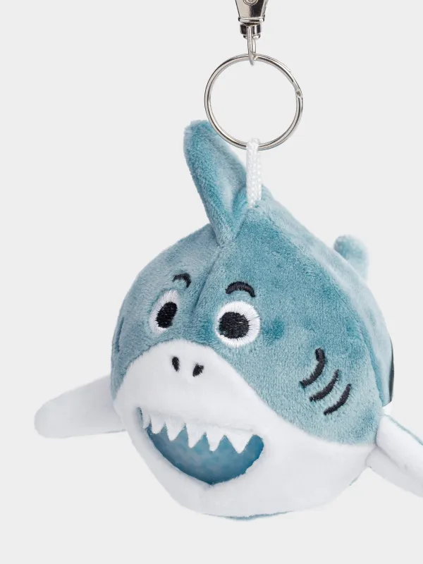 Anti-stress keychain, 9 cm, polyester / metal, blue, Shark, Aquatic animals, image-2