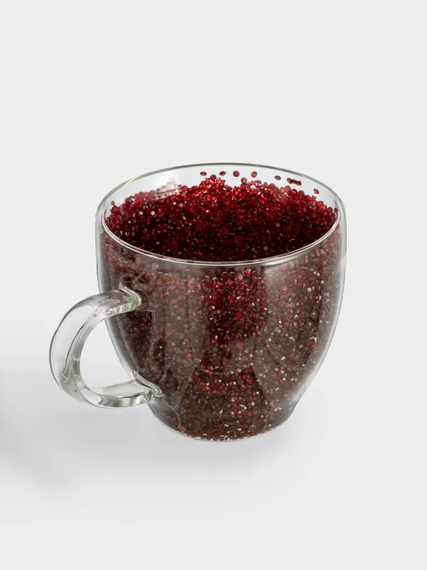 Mug, 300 ml, B glass, with red crystals inside, Air decor, image-1