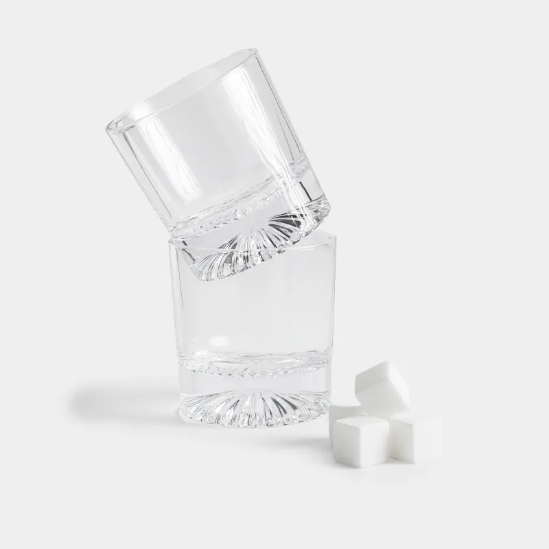 Drink set, 2 persons, 6 items, glasses / cubes, glass R / marble, Valor