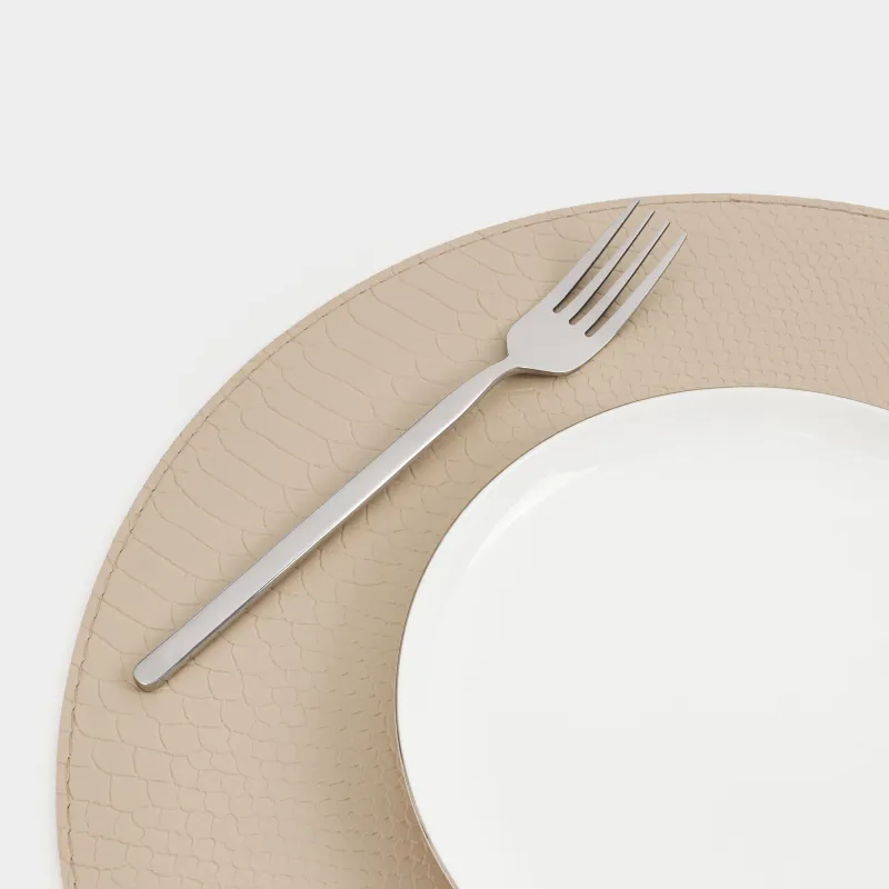 Placemat, 38 cm, polyurethane, round, beige, Snake scales, Rock, image-3