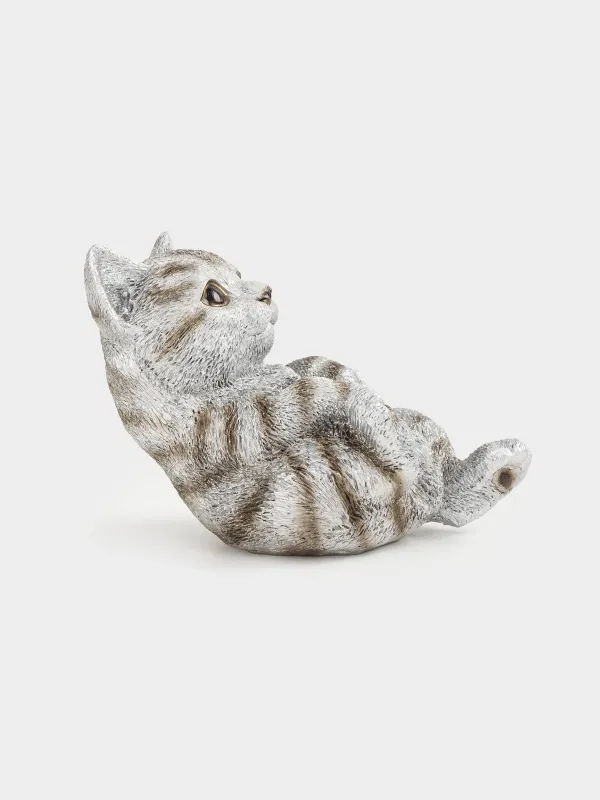 Statuette, 12 cm, polyresin, silver, Kitten lying, Cat, image-3