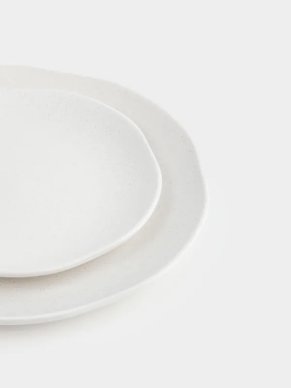 Dining set, 6 persons, 18 items, ceramic, milky, speckled, Uneven edge, Demicile light, image-3