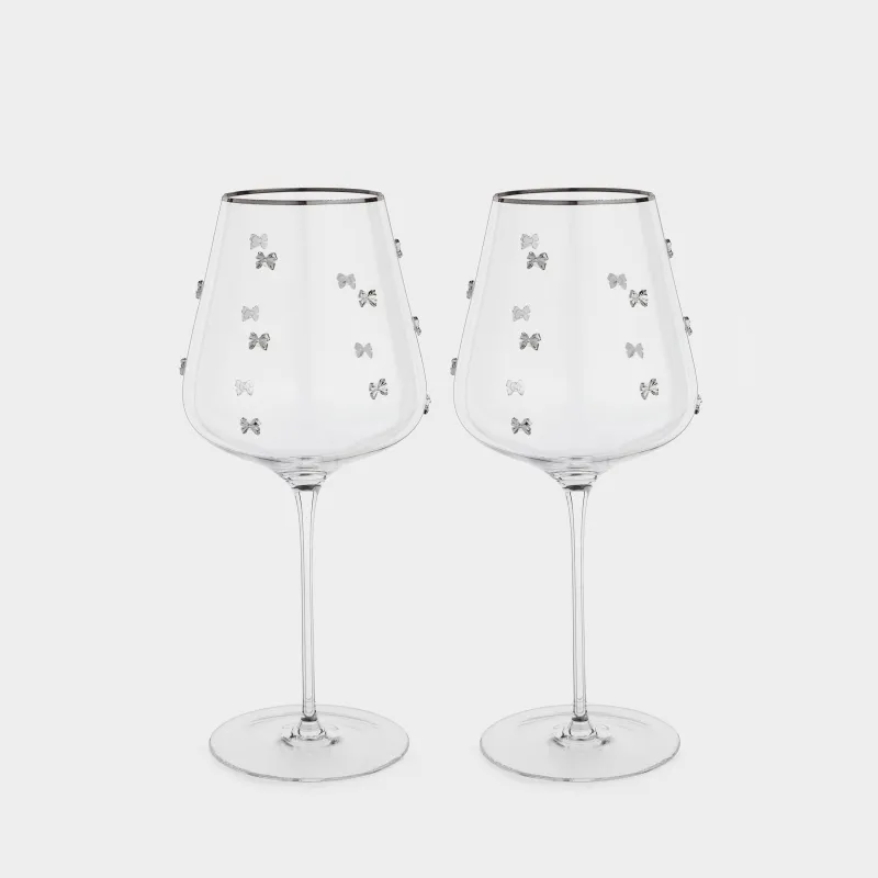 Drinking glass, 650 ml, 2 pcs, crystal glass, with silver edging, Ferentino