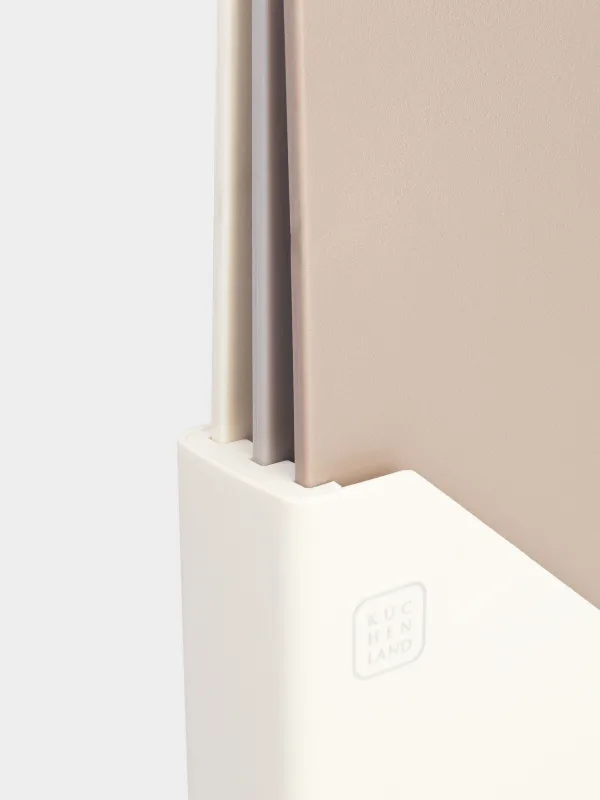 Cutting board, 31x20 cm, 3 pcs, in a stand, plastic, beige / brown, Soft kitchen, image-3