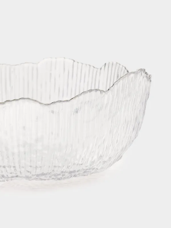 Salad bowl, 20x9 cm, 1,3 l, glass R, with silver edging, Argos silver, image-3