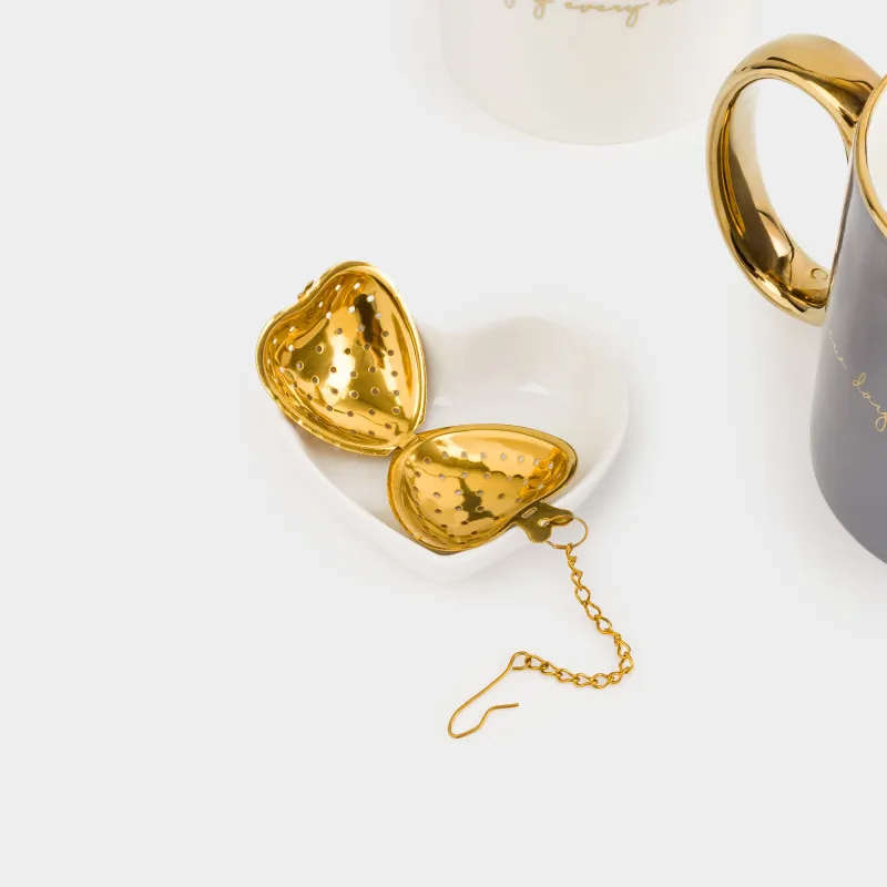 Mug, 350 ml, 2 pcs, with a sieve on a stand, porcelain N / steel, gray / white, Scroll, image-2