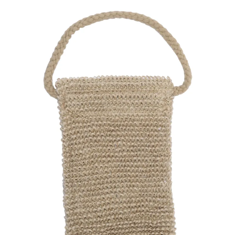 Washcloth-tape for washing the body, 10x58 cm, hemp fiber, beige, Eco life, image-1