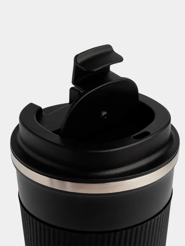 Thermo mug, 500 ml, with zarf, steel / plastic/silicone, black, Coffee life, image-3