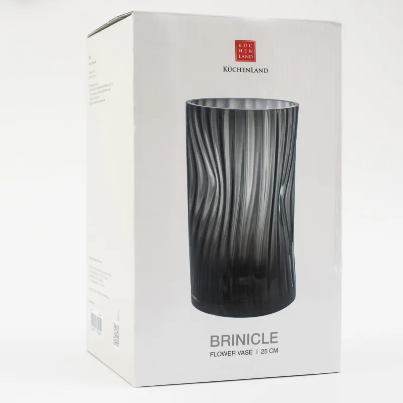 Flower vase, 25 cm, glass, grey, Brinicle, image-4