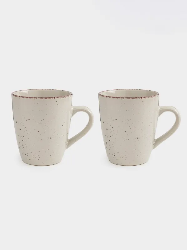 Mug, 400 ml, 2 pcs, ceramic, beige, speckled, Speckled, image-2