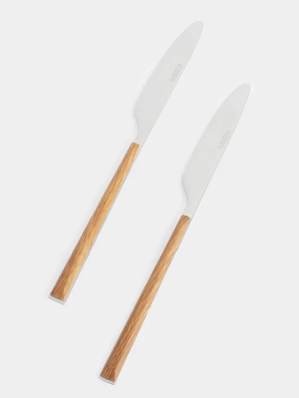 Table knife, 2 pcs, steel/plastic, brown, Prague, image-1