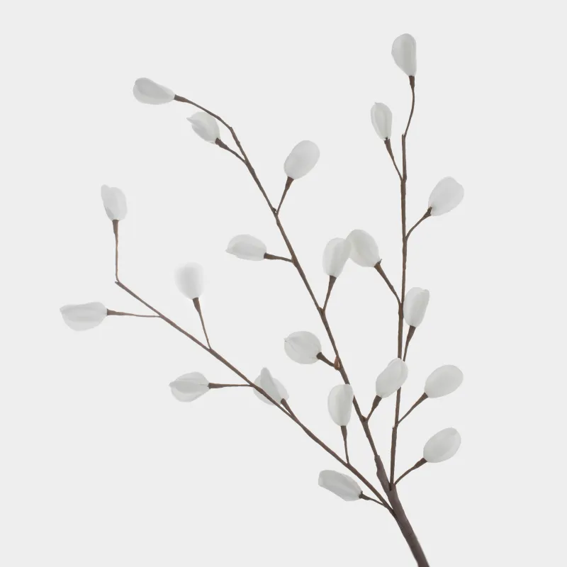 Decorative branch, 1 m, plastic / foam, White leaves, Flower garden, image-1
