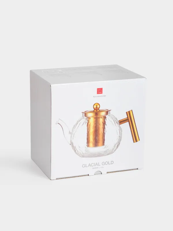 Teapot, 1,4 l, glass B/steel glass, golden, Glacial gold, image-5