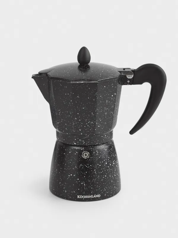 Geyser coffee maker, 300 ml, metal / plastic, black, speckled, Espresso, image-1