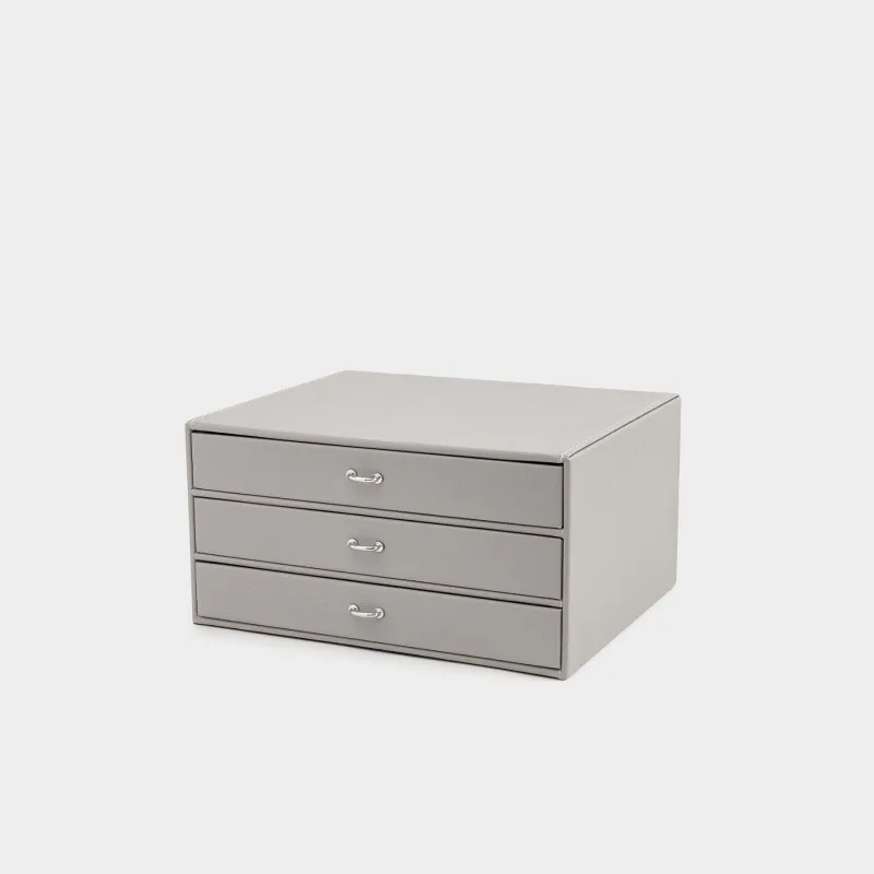 Jewelry box, 24x19 cm, artificial leather / MDF, grey, Premiere