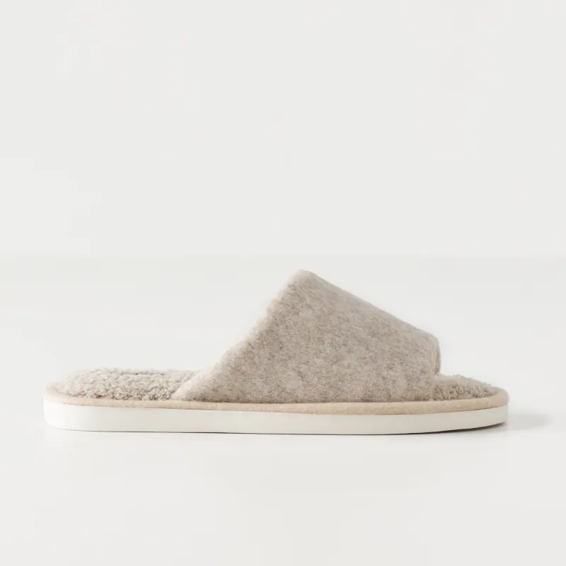 Women's slippers, homewear, size 36-37, fleece/felt, sand, Curled