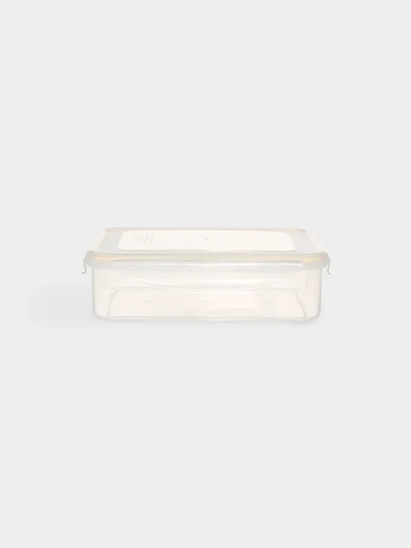 Container set, 3 pcs, with clips, plastic / silicone, rectangular, beige, Roomy clip, image-2