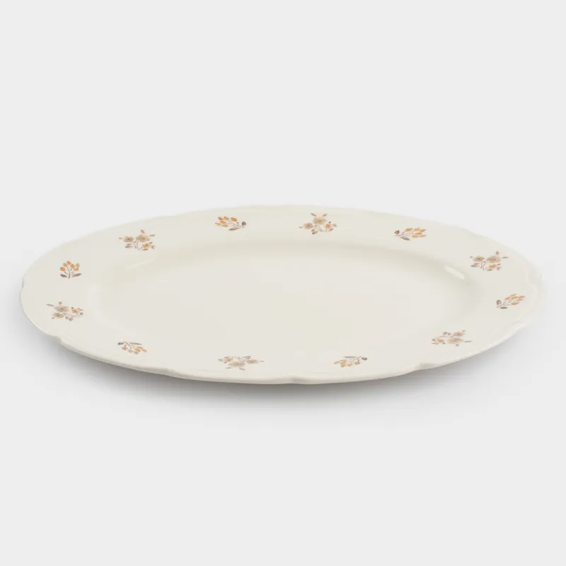 Dish, 35x25 cm, porcelain N, white, oval, Vintage flowers, La flore
