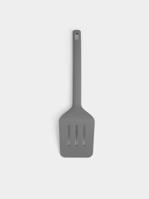 Spatula, 30 cm, slotted, Silicone, Grey, Grey steel, image-1