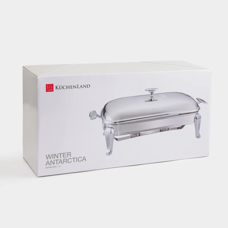 Chafing dish, 49x26x18 cm, with lid, rectangular, glass T / steel, Winter antarctica, image-5