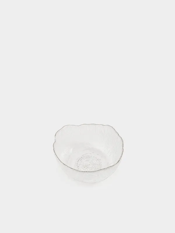Salad bowl, 17x8 cm, 900 ml, glass R, with silver edging, Argos silver, image-2