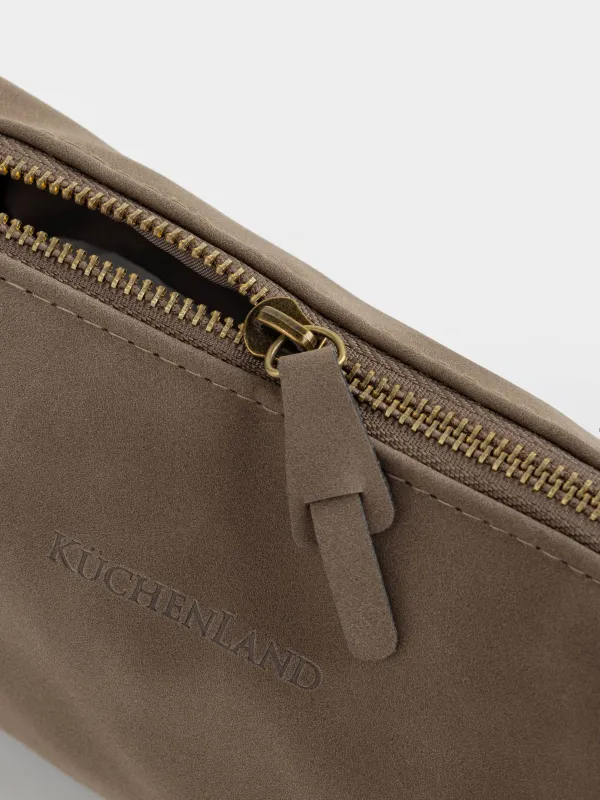 Cosmetic bag, 20x10 cm, polyurethane, rectangular, dark brown, Krast, image-4