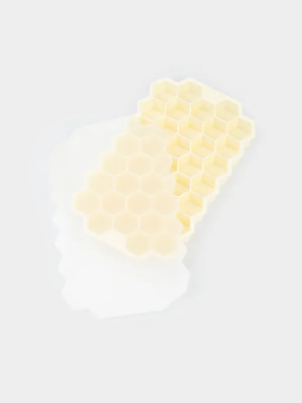 Ice and chocolate mold, 20 cm, 24 compartments, silicone, milky, Honeycomb, Honey, image-3