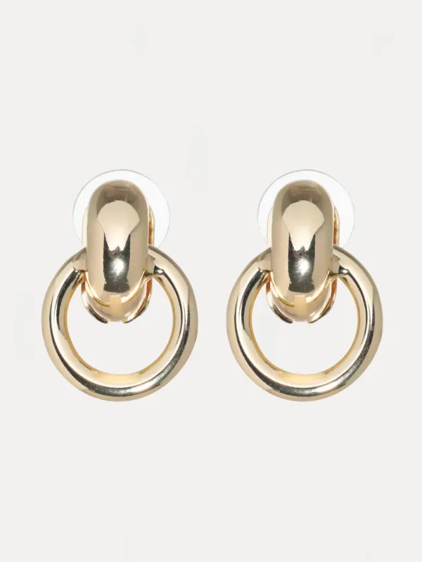 Stud earrings, 2 cm, 2 pcs, metal, gold, Jewelry, image-0