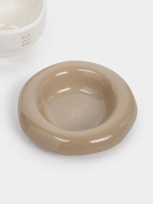 Tea pair, 1 person, 2 items, 300 ml, ceramic, milky grey, speckled, Find your style, Delicia, image-4