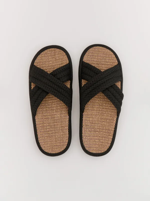 Women's slippers, homewear, size 36-37, polyester, brown, Walk X, image-1