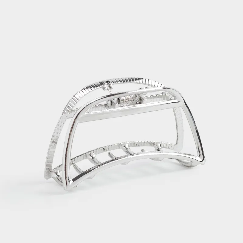 Hair clip, 7 cm, metal, silver, Crab, Fantastic