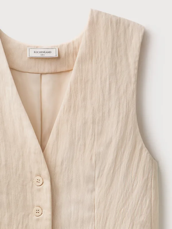 Women's vest, size S, with drawstrings, viscose / polyester, milky, Giselle, image-11