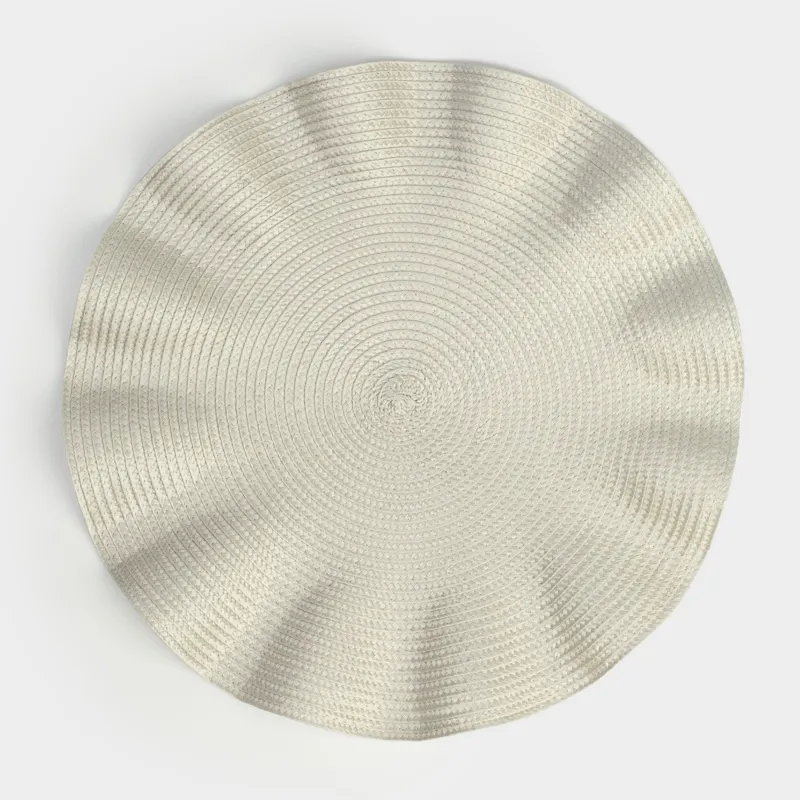 Placemat, 38 cm, polypropylene, round, grey-beige, Wavy edges, Circle wave