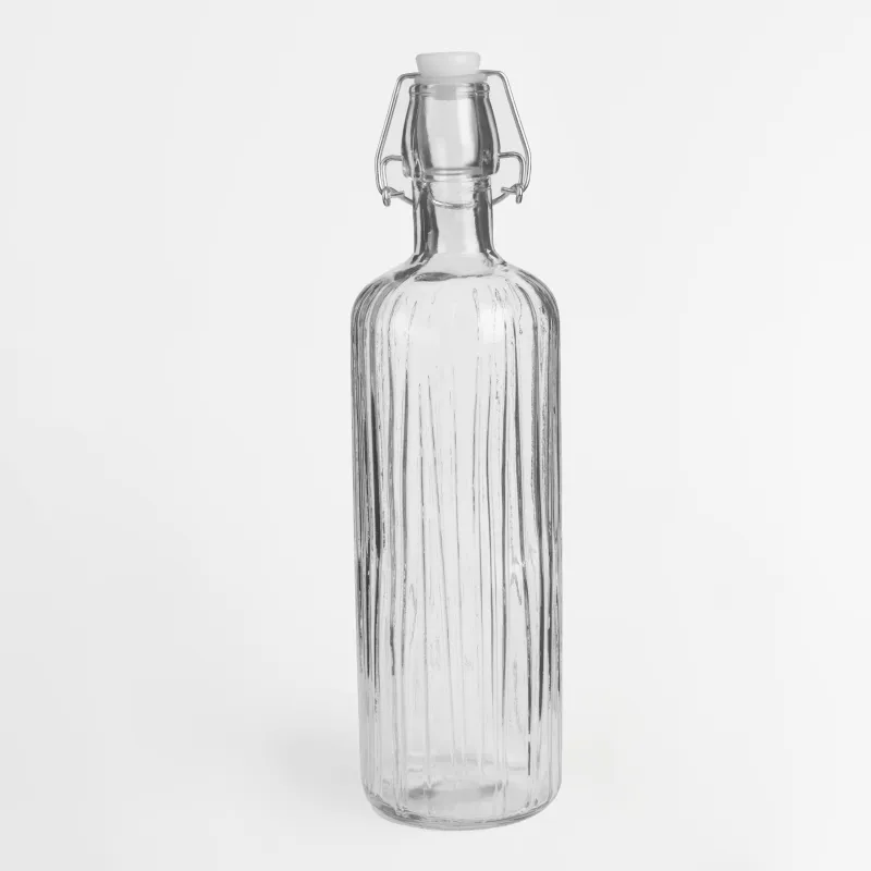 Bottle for oil or vinegar, 700 ml, with clip, glass R/metal, Ribby
