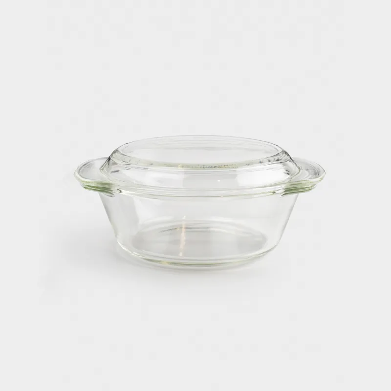 Baking dish, 17 cm, 1 L, with lid, glass T, round, Cook