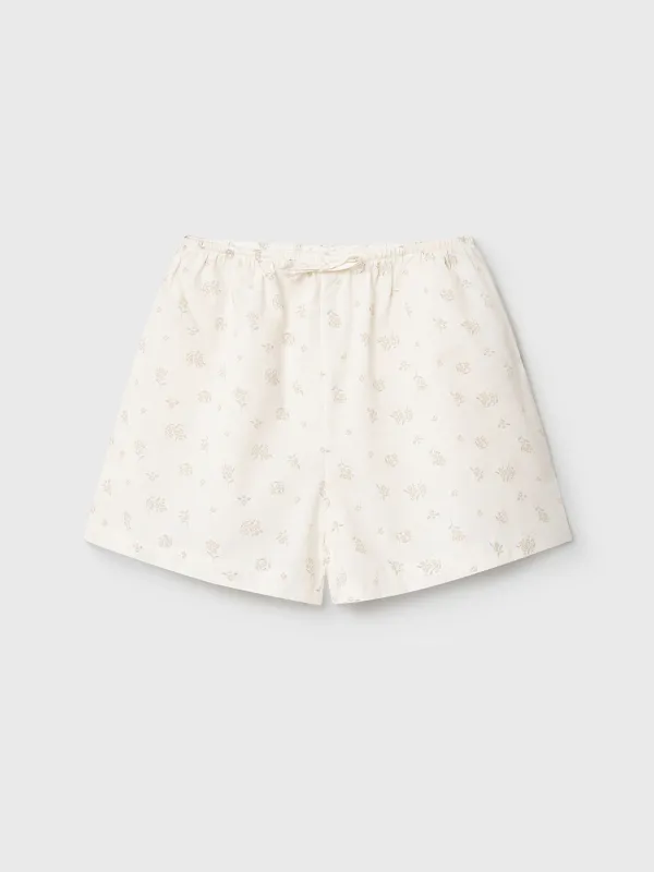 Women's shorts, homewear, size S, cotton, white, Flowers, Florina, image-6