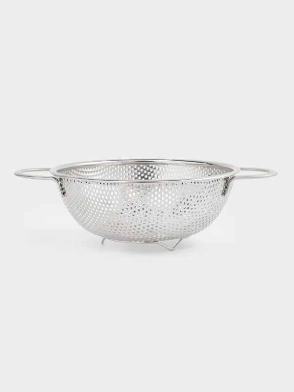 Colander, 25 cm, with two handles, steel / silicone, beige, Sieve, image-0