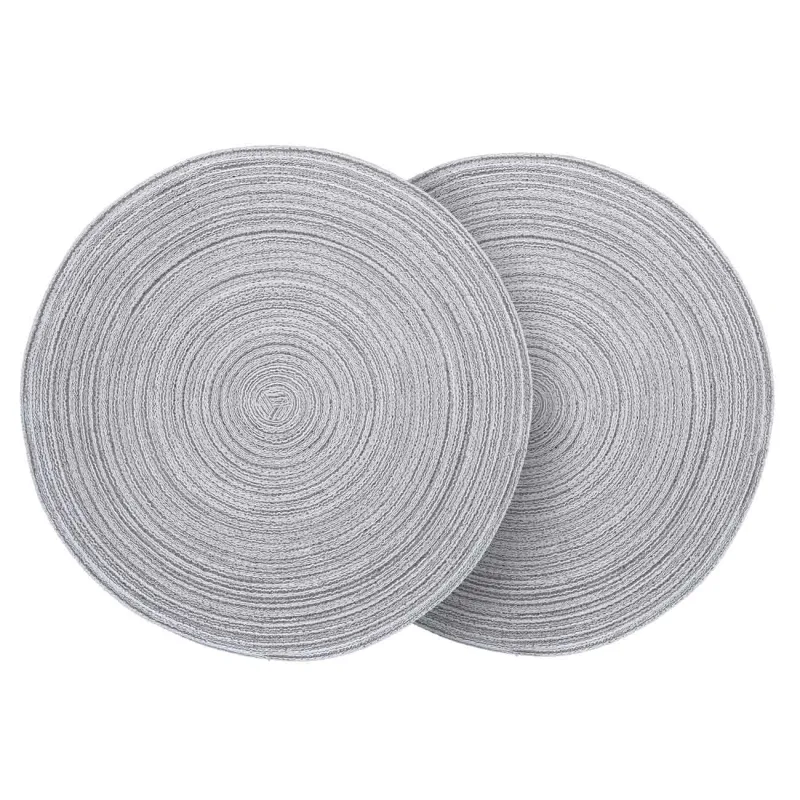 Placemat, 38 cm, 2 pcs, polyester, round, gray, Rotary