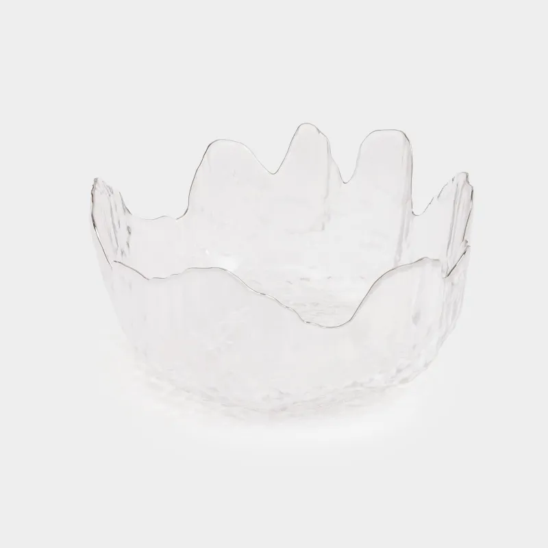 Salad bowl, 17x7 cm, 700 ml, glass, with silver edging, Nautilus silver, image-1