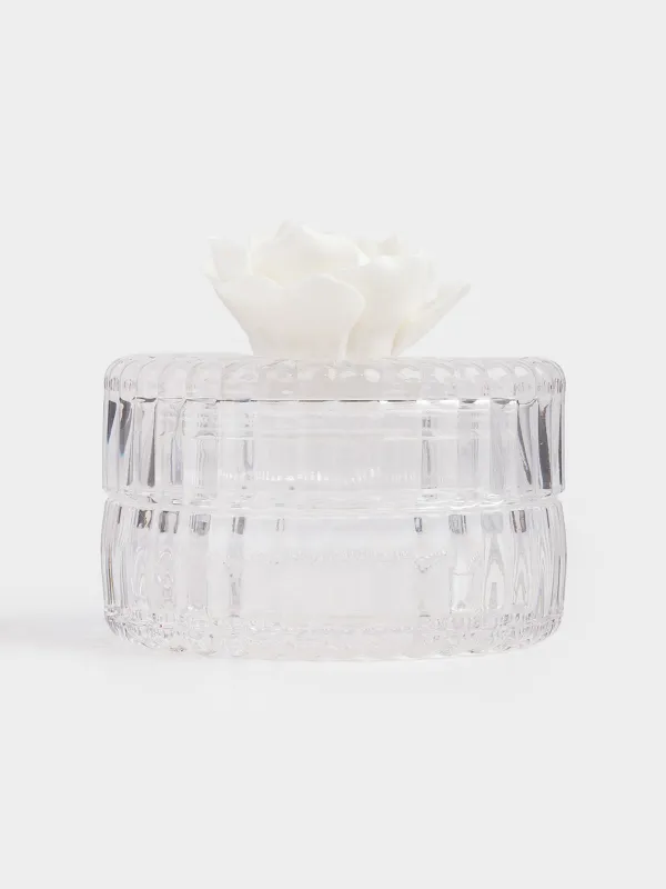 Storage container, 8x9 cm 150 ml, glass / porcelain P, Flower, Rose, image-2