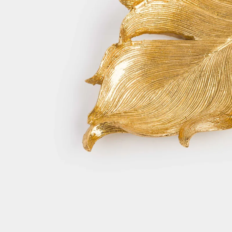 Decorative dish, 32x14 cm, polyresin, golden, Feather, Feather, image-6