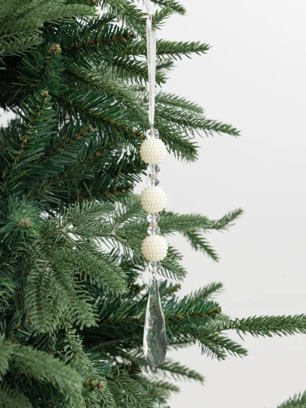 Christmas tree toy, 20 cm, glass / plastic, mother of pearl, Pendant with beads, Ice crystal, image-2