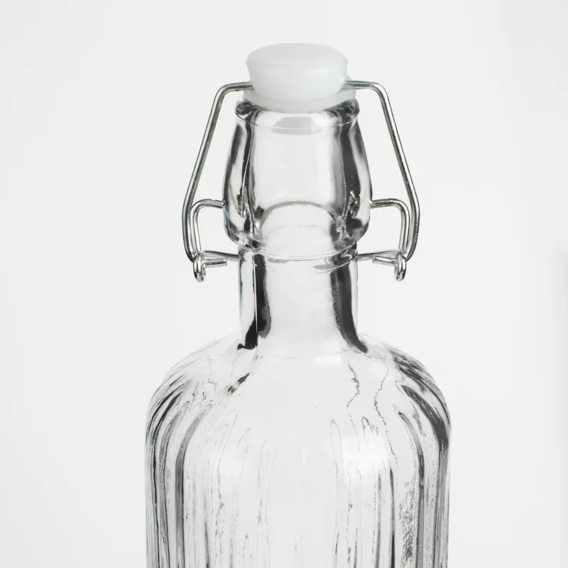 Bottle for oil or vinegar, 700 ml, with clip, glass R/metal, Ribby, image-1