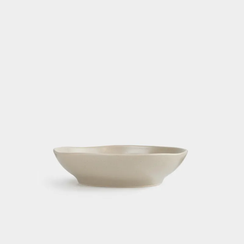 Salad bowl, 22x6 cm, 800 ml, ceramic, beige, Crumpled effect, Crumple creme