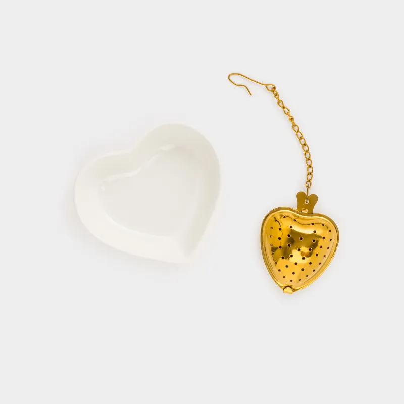 Mug, 350 ml, 2 pcs, with a sieve on a stand, porcelain N / steel, gray / white, Scroll, image-3