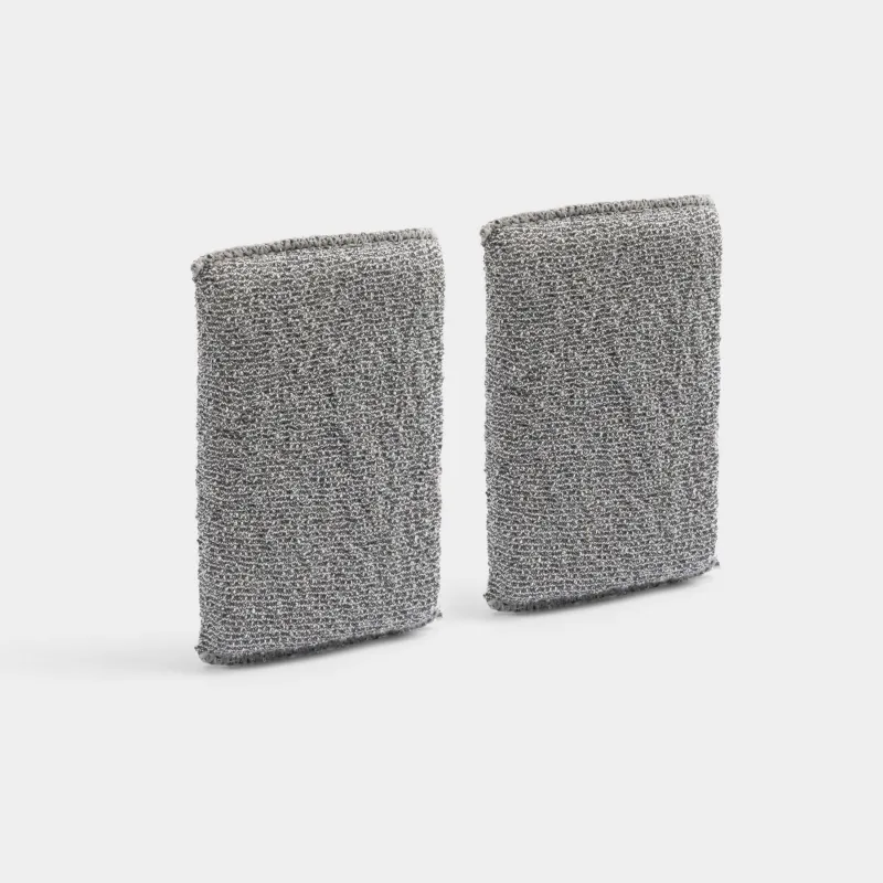 Dish washing sponge, 14x9 cm, 2 pcs, microfiber / foam, dark grey, Clean